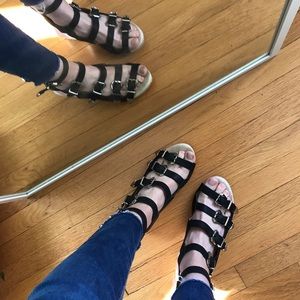 Jeffrey Campbell Free People Silver Lining buckle Sandals